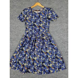 LuLaRoe Size‎ Medium Short Sleeve Fit and Flare Dress Geometric Pattern